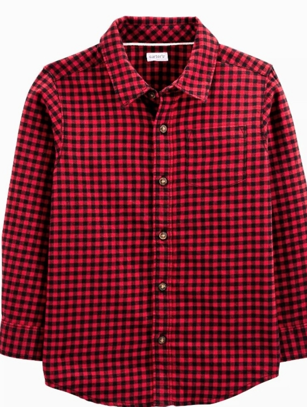 Carter's Red and Black Check Button-Down Shirt Size 7